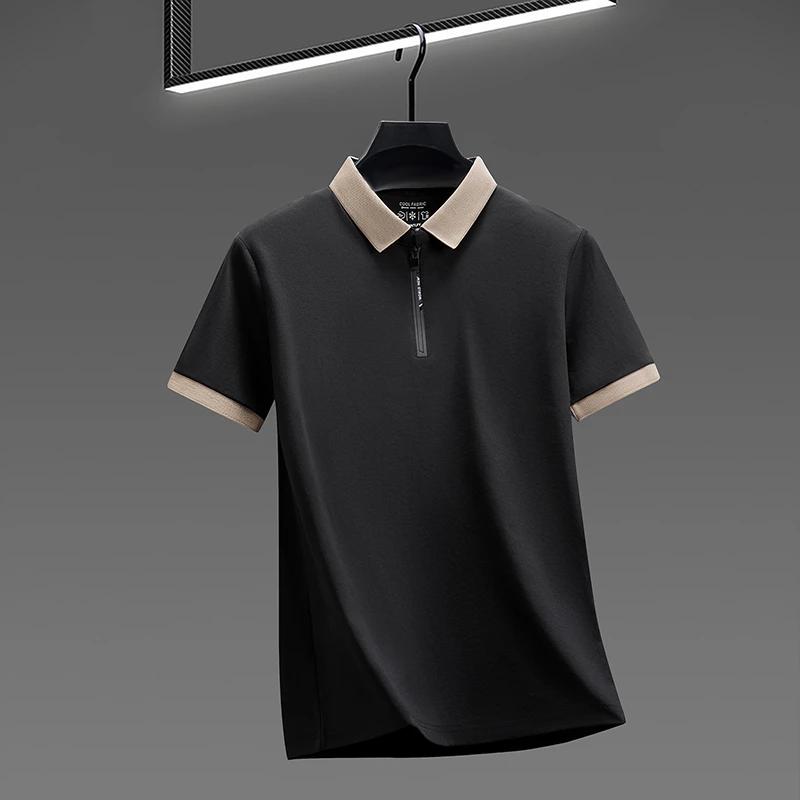 Sports Shirt 2026 New Mens Quarter Zip Polo Shirt Cool Breathable Fabric Short Sleeve Top For Office And Daily