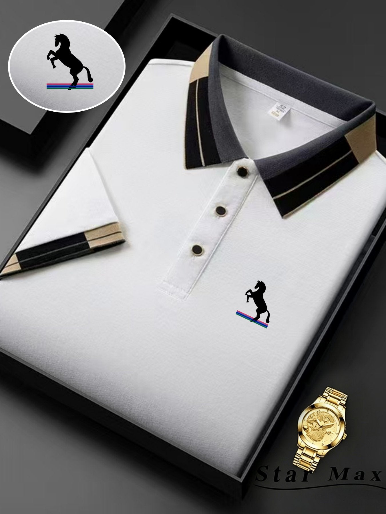 Sports Shirt Mens luxury short sleeve polo shirt with horse embroidery Milan style summer casual t shirt men