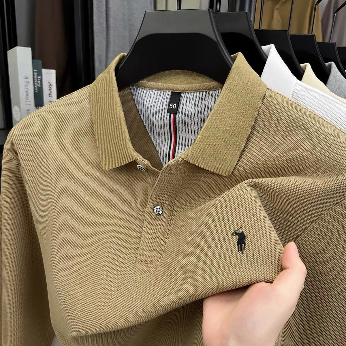 Sports Shirt 100 cotton spring and autumn new mens long sleeved casual comfortable fashion brand polo shirt