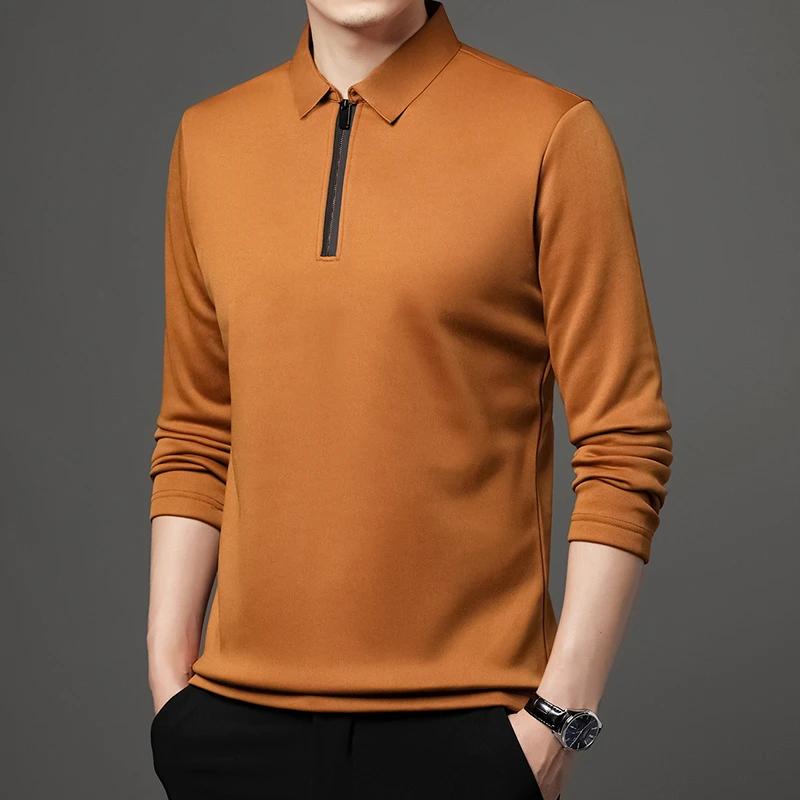 Sports Shirt Mens Solid Color Long Sleeved POLO Shirt Casual Fashion Top