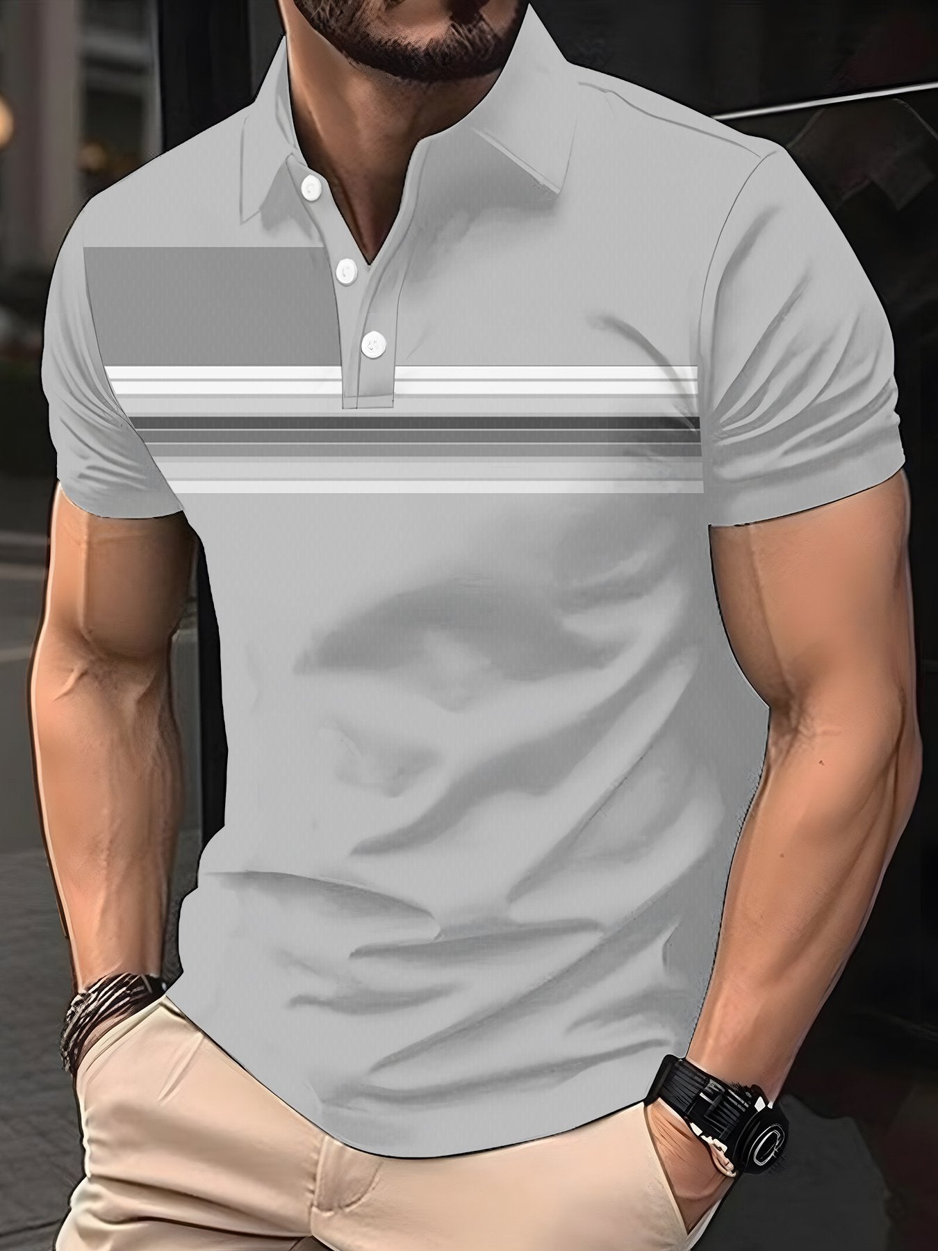 Sports Shirt 2026 Summer New Style Mens Polo Shirt - 3D Simple Patchwork Letter Print Shirt - Casual Fashionable