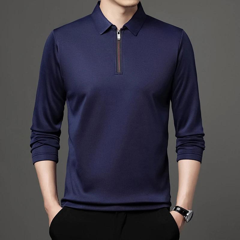 Sports Shirt Mens Solid Color Long Sleeved POLO Shirt Casual Fashion Top