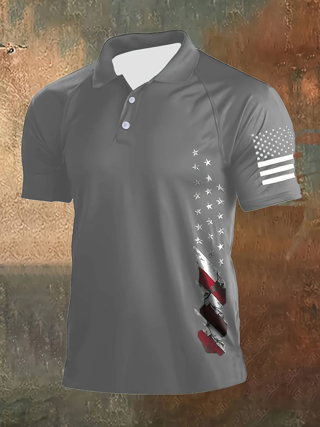 Sports Shirt 2026 Latest Large-sized Mens Short-sleeved Shirt - Simple American Flag Print - Mens Casual and