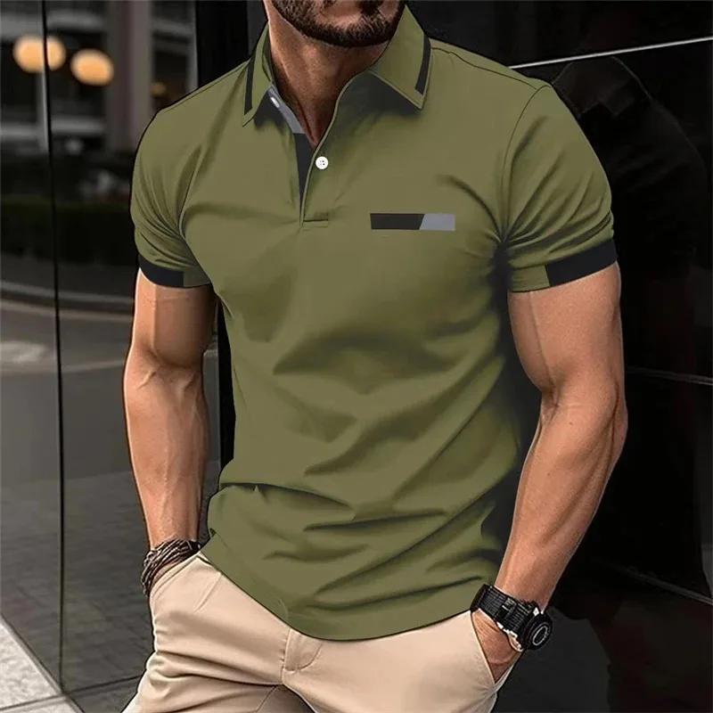 Sports Shirt Mens Fitness Casual Sports T-shirt Gym Running Sports Elastic Short-sleeved Polo Shirt Lapel Top