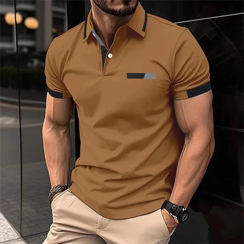 Sports Shirt Mens Fitness Casual Sports T-shirt Gym Running Sports Elastic Short-sleeved Polo Shirt Lapel Top