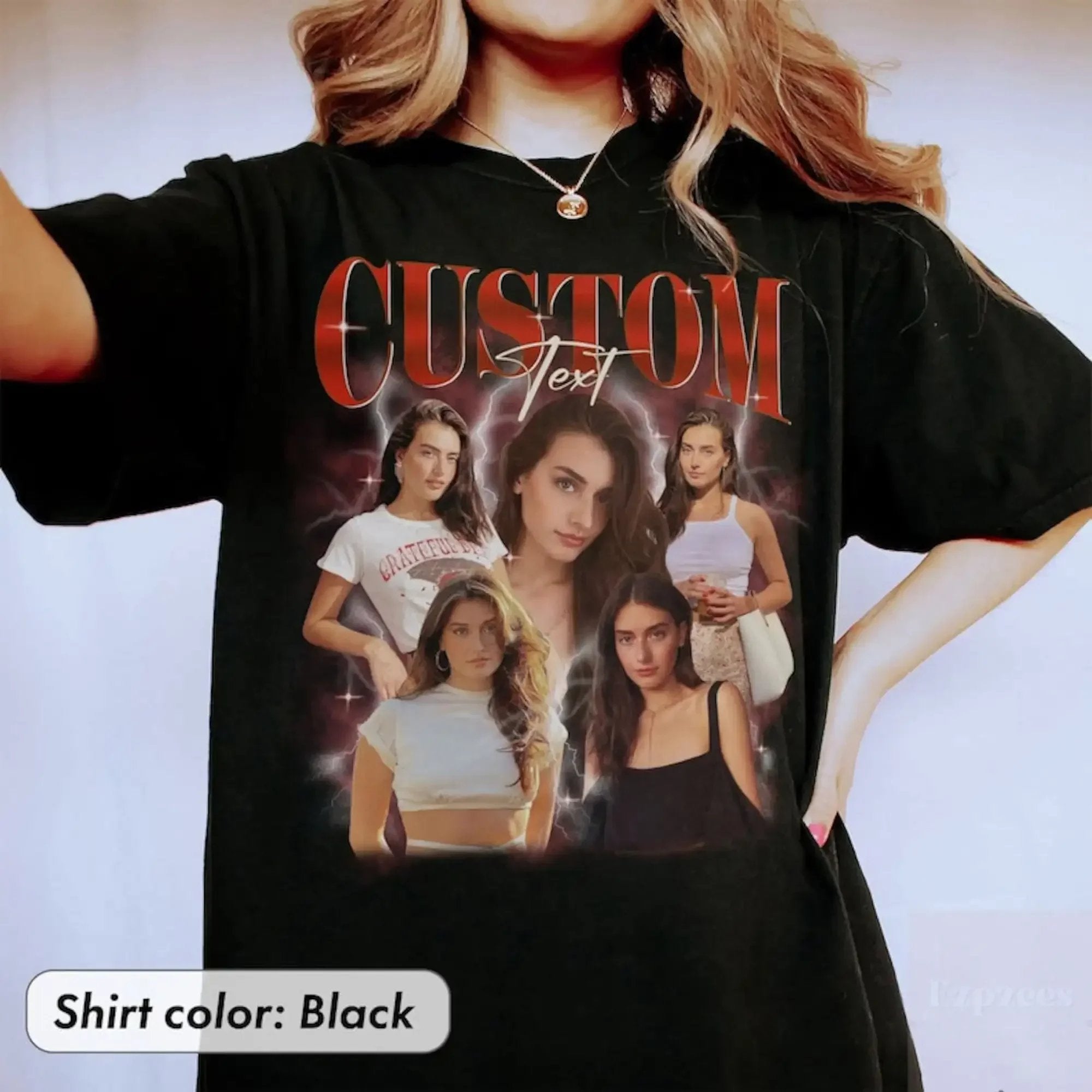 Custom Bootleg Rap T Shirt Photo Vintage 90s Your Own Idea Here Insert Design long or short sleeves