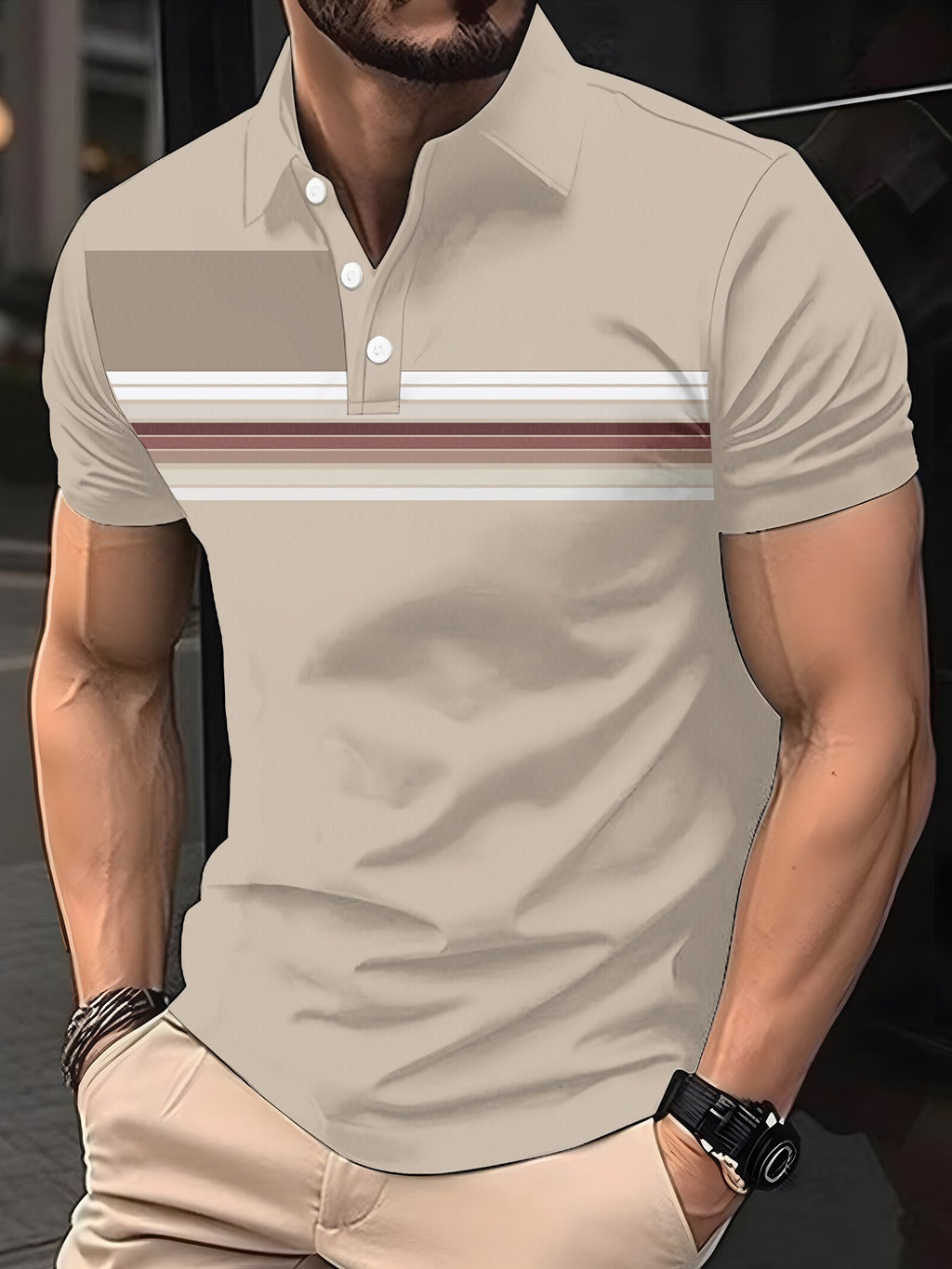 Sports Shirt 2026 Summer New Style Mens Polo Shirt - 3D Simple Patchwork Letter Print Shirt - Casual Fashionable