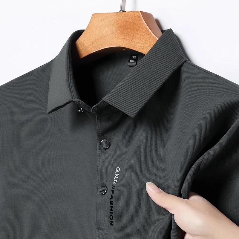 Sports Shirt Mens Short Sleeve Solid Color Polo Shirt Breathable Comfortable Elastic Top New Arrivals Casual