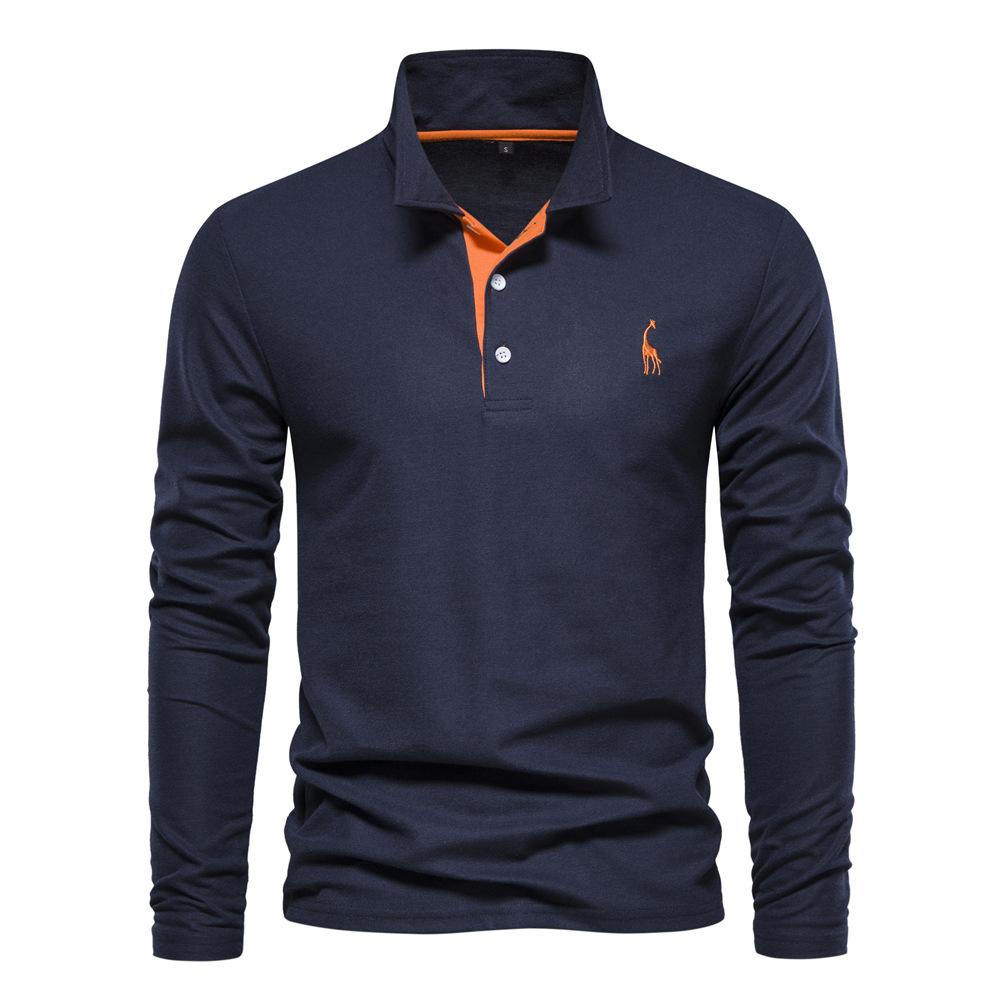 Sports Shirt Mens long-sleeved embroidered sport polo shirt for spring and autumn casual and fashionable