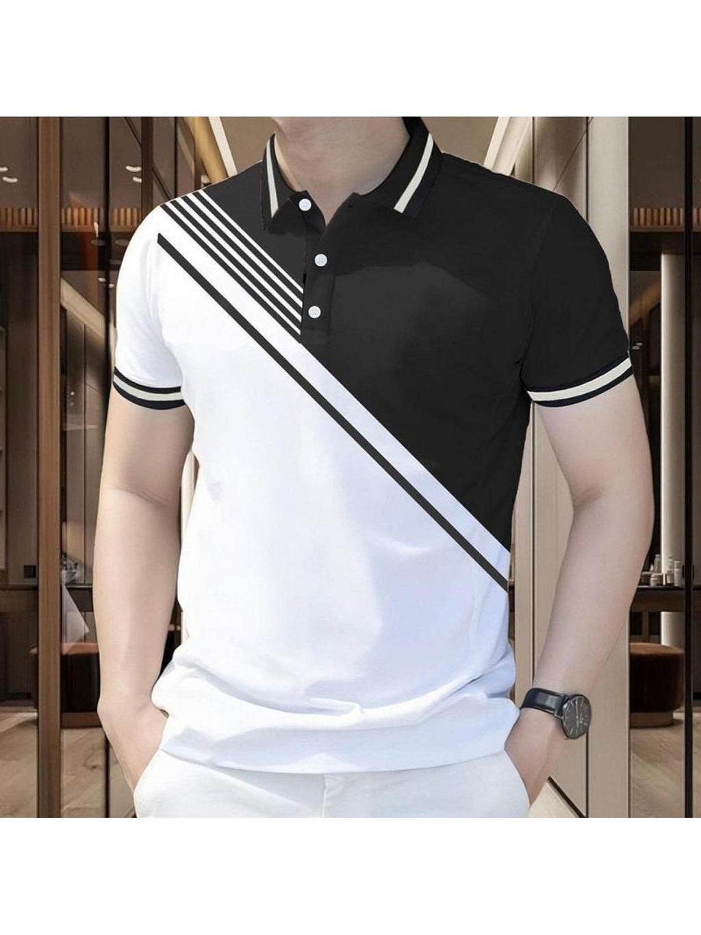 Sports Shirt 2026 Summer New Style Mens Polo Shirt - 3D Stitched Stripes Pattern Printed Shirt - Fashionable