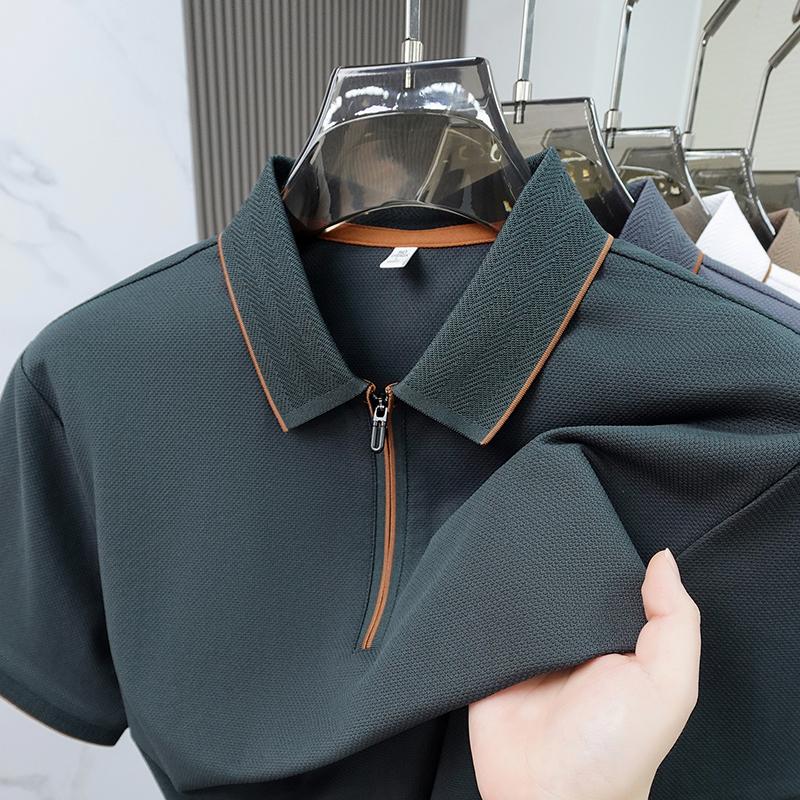 Sports Shirt 2026 summer fashion brand new mens short sleeved solid color polo shirt quick drying lightweight