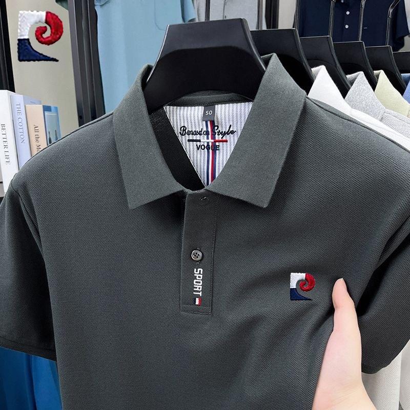 Sports Shirt New summer mens high-quality casual short sleeved polo shirt trendy and fashionable sweat absorbing