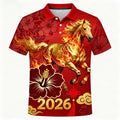 Sports Shirt 2026 Happy New Horse Year Print Polo Shirt Festival Gift Funny Personality Street Personality Horse