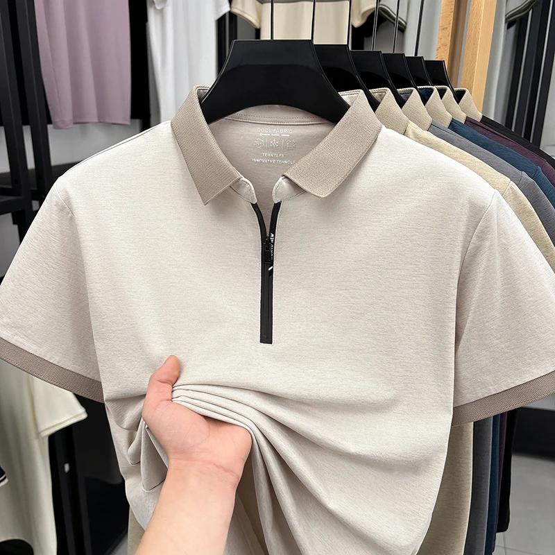 Sports Shirt 2026 New Mens Quarter Zip Polo Shirt Cool Breathable Fabric Short Sleeve Top For Office And Daily