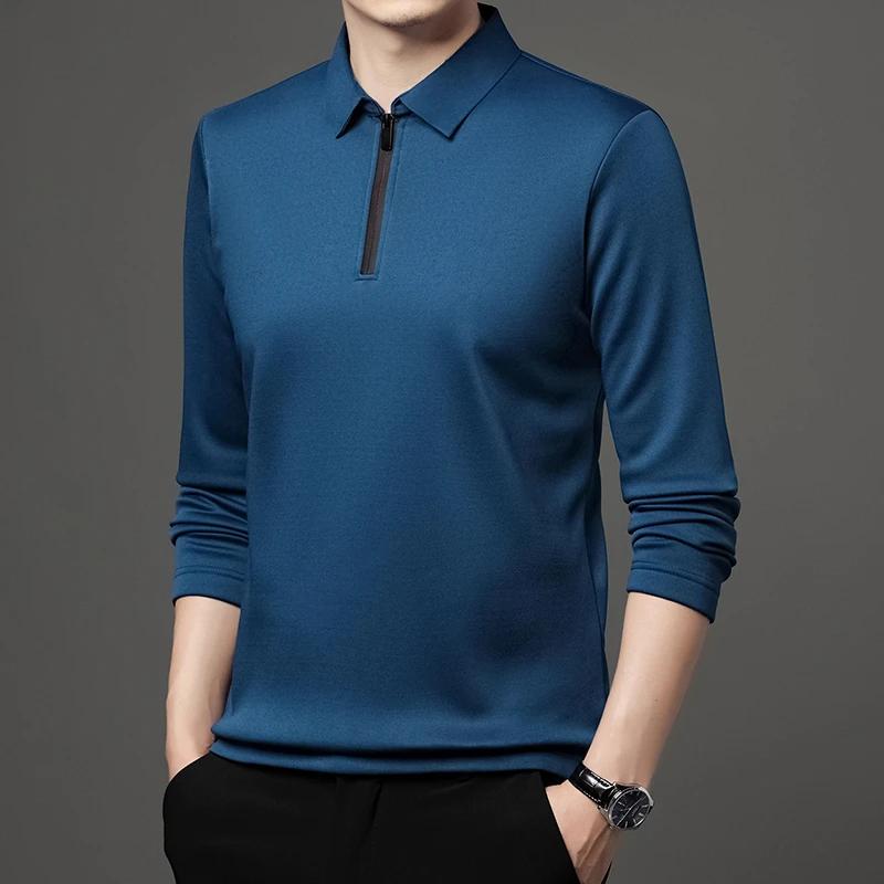 Sports Shirt Mens Solid Color Long Sleeved POLO Shirt Casual Fashion Top