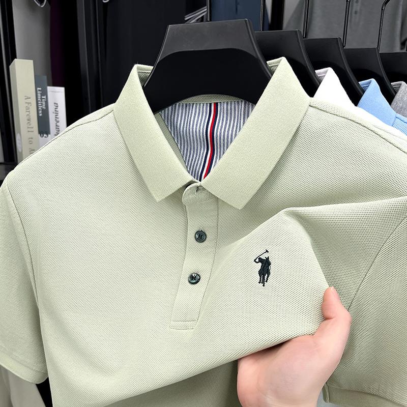 Sports Shirt 100 pure cotton short sleeved mens polo shirt summer fashion high-end brand pony embroidery golf top