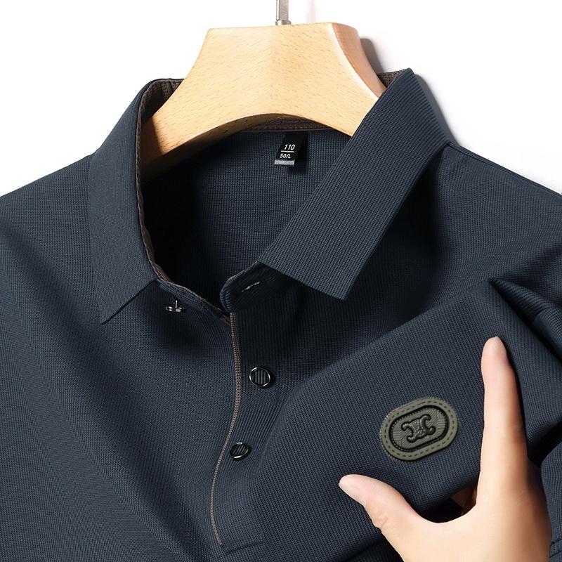 Sports Shirt 2026 mens summer new ice silk short sleeved polo shirt casual breathable slim fit cool quick drying