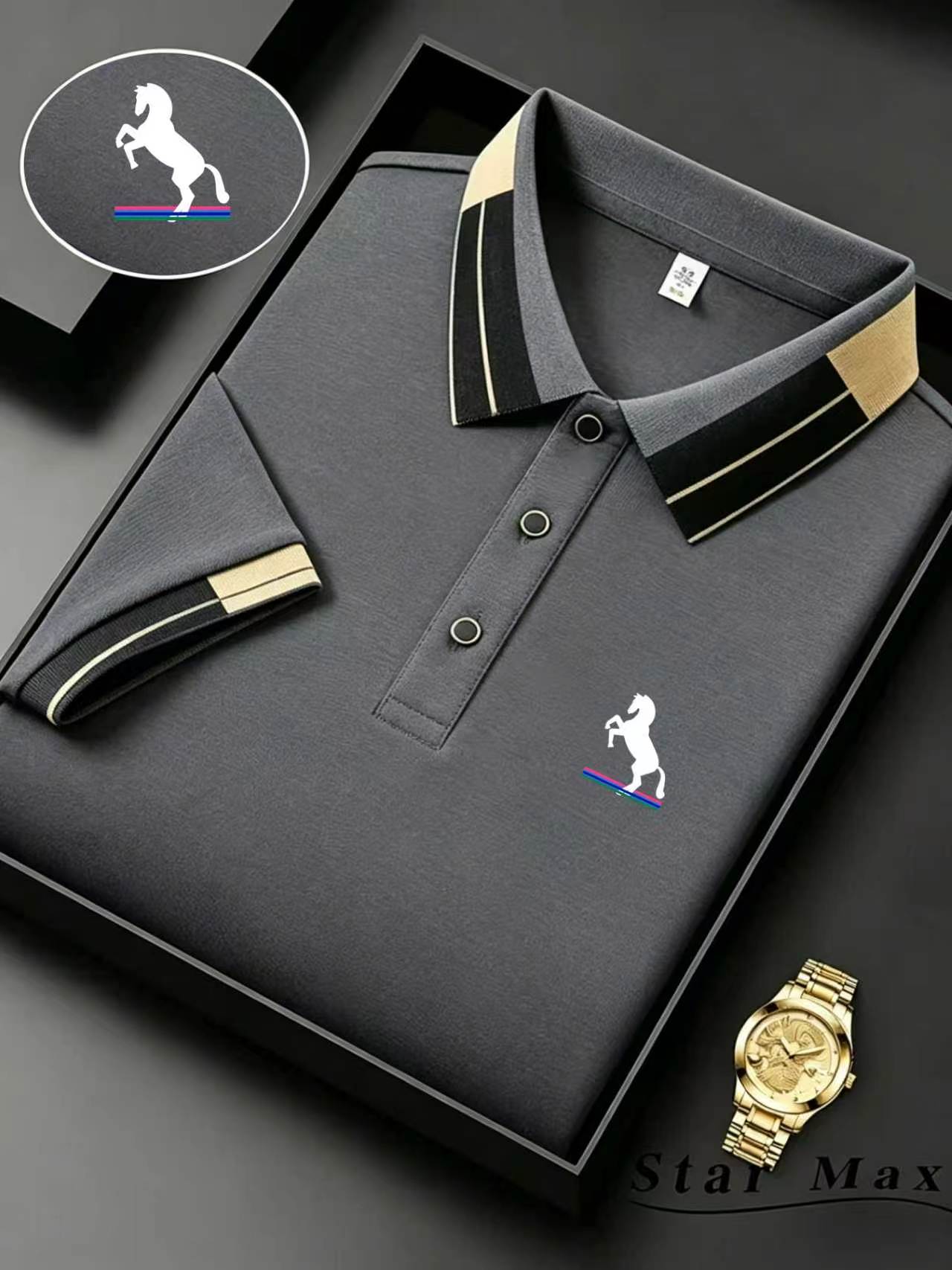 Sports Shirt Mens luxury short sleeve polo shirt with horse embroidery Milan style summer casual t shirt men
