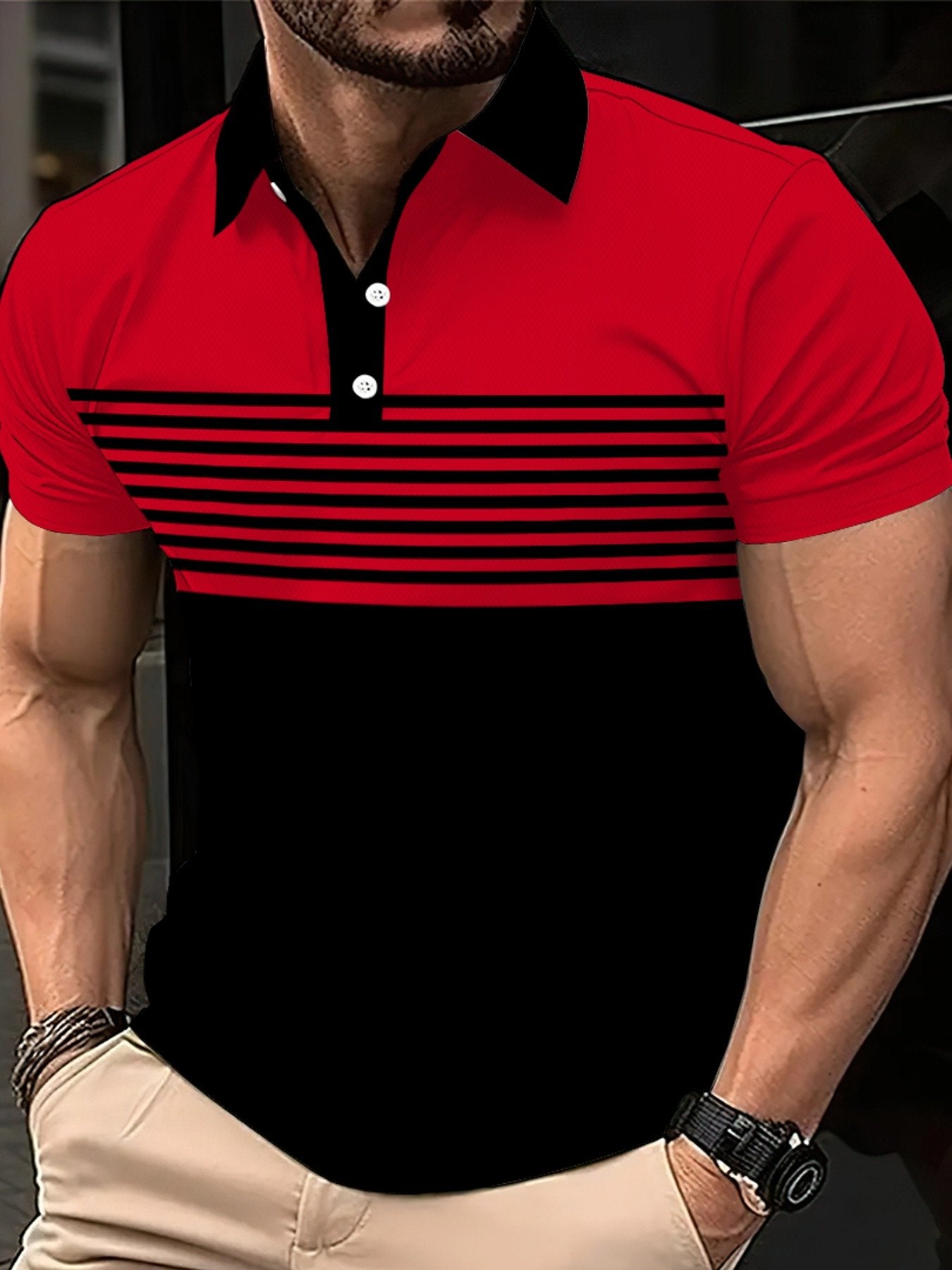 Sports Shirt 2026 Summer New Mens Polo Shirt - 3D Trendy Stripes Print - Street Style Fashion - Casual and