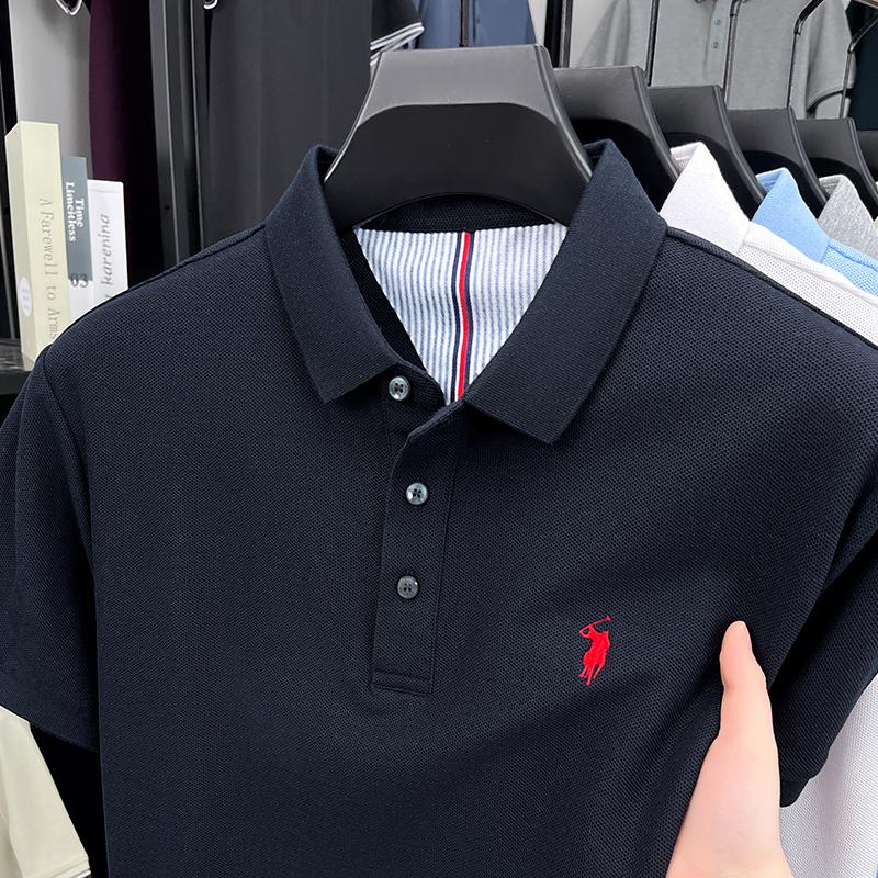 Sports Shirt 100 pure cotton short sleeved mens polo shirt summer fashion high-end brand pony embroidery golf top