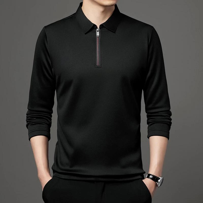 Sports Shirt Mens Solid Color Long Sleeved POLO Shirt Casual Fashion Top
