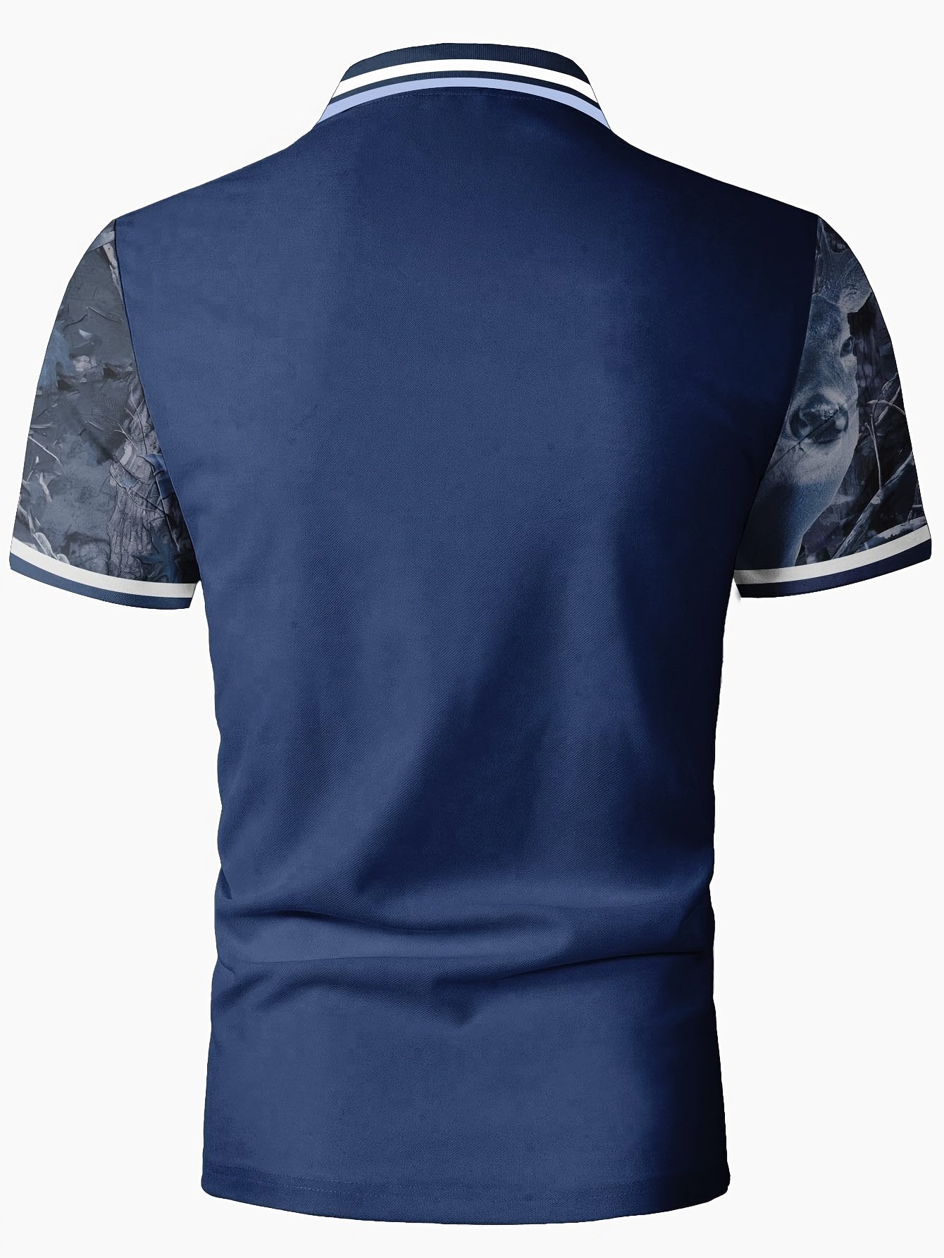 Sports Shirt 2026 Summer New Style Mens Zippered Polo Shirt with 3D Elk Pattern Print for Street Casual Fashion