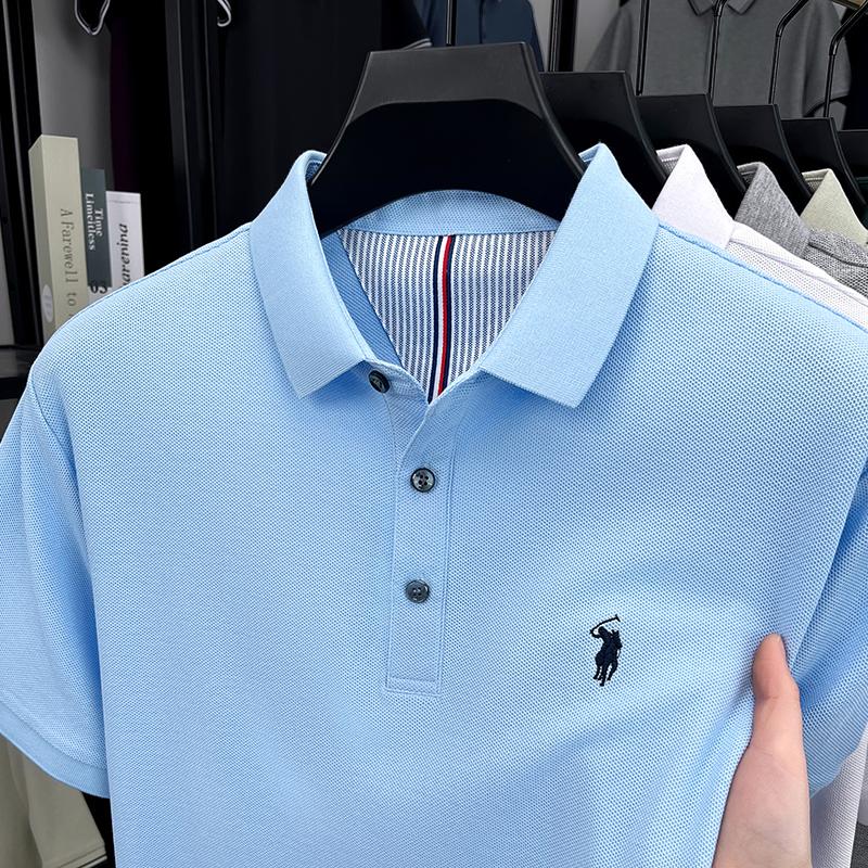 Sports Shirt 100 pure cotton short sleeved mens polo shirt summer fashion high-end brand pony embroidery golf top