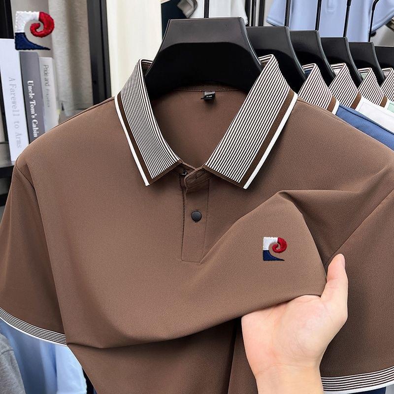 Sports Shirt New mens high-quality ice silk short sleeved polo shirt summer fashion casual comfortable breathable