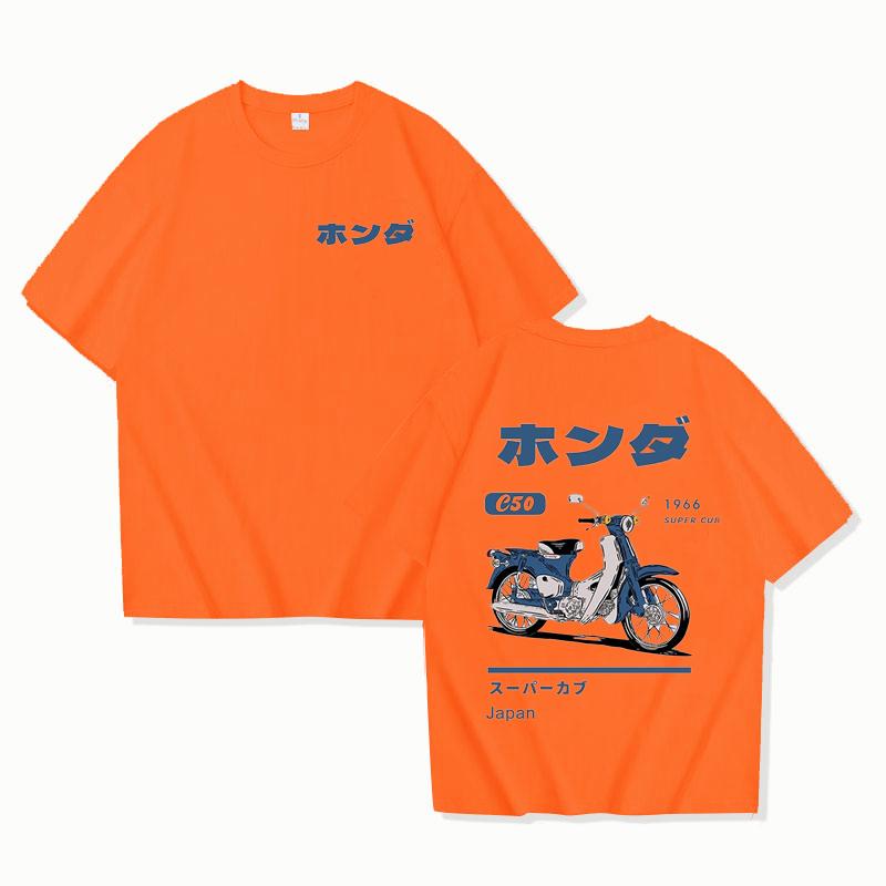 Sports Shirt Fashion Loose T-Shirt Retro Summer Cartoon Anime Car Print Unisex Short Sleeve Round Neck Couples