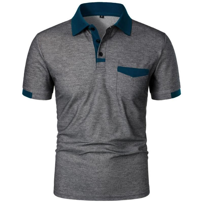 Sports Shirt New Mens Short Sleeve T Shirts Solid Color Polo Shirt with Pockets Breathable Loose Basic Shirts for