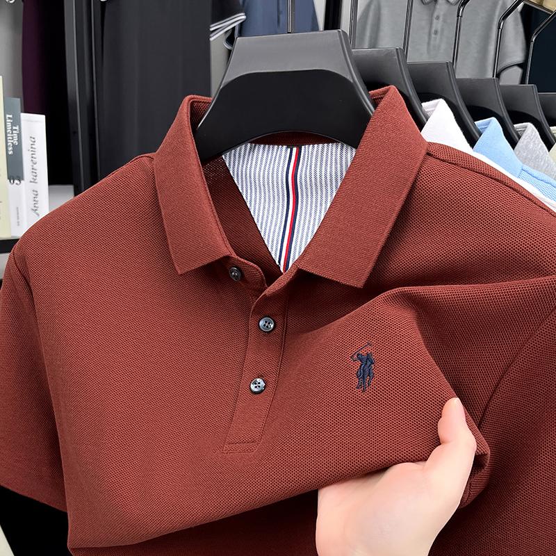 Sports Shirt 100 pure cotton short sleeved mens polo shirt summer fashion high-end brand pony embroidery golf top