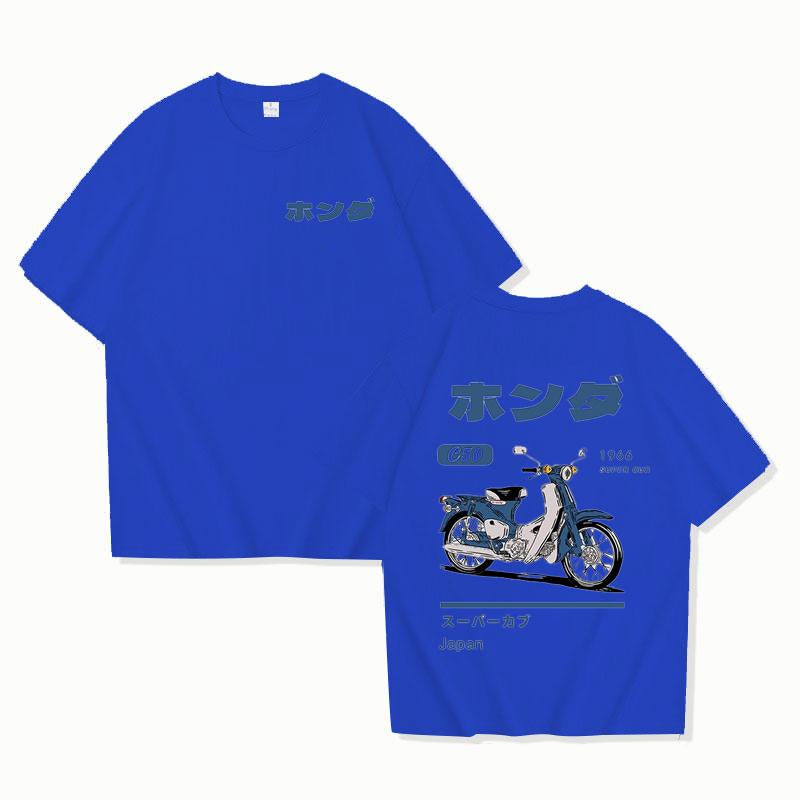 Sports Shirt Fashion Loose T-Shirt Retro Summer Cartoon Anime Car Print Unisex Short Sleeve Round Neck Couples