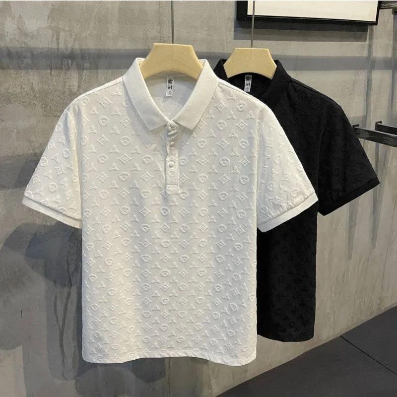 Sports Shirt Summer New Mens Lop-up Hollow Short-sleeved Polo Tee Shirt Ice Silk Breathable Business Fashion