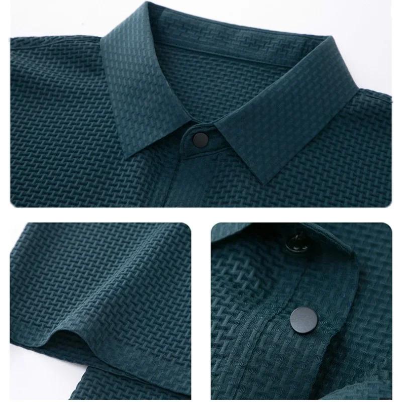 Sports Shirt 2026 Summer New Mens Lop-up Hollow Short-sleeved Polo Tee Shirt Ice Silk Breathable Business Fashion