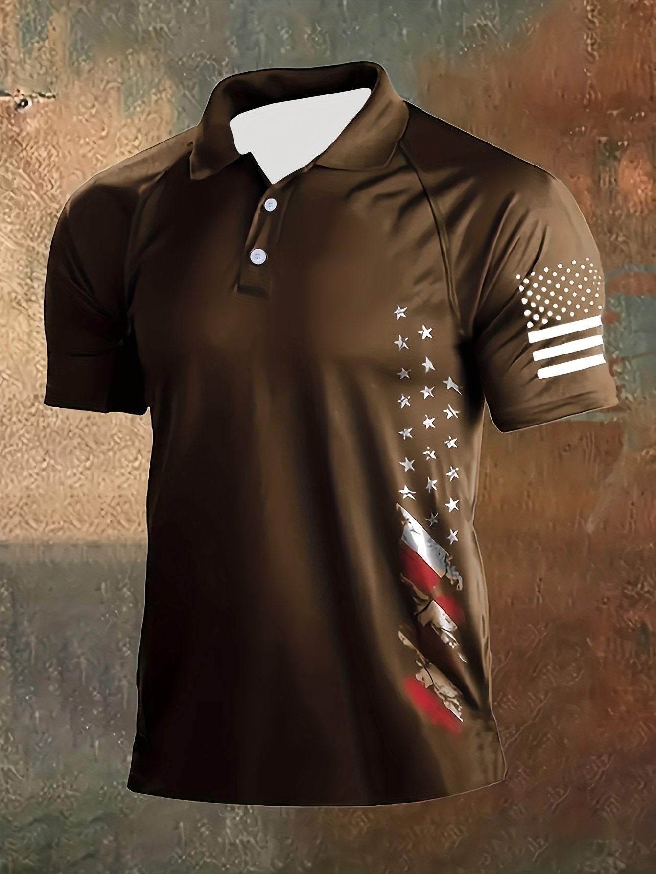 Sports Shirt 2026 Latest Large-sized Mens Short-sleeved Shirt - Simple American Flag Print - Mens Casual and