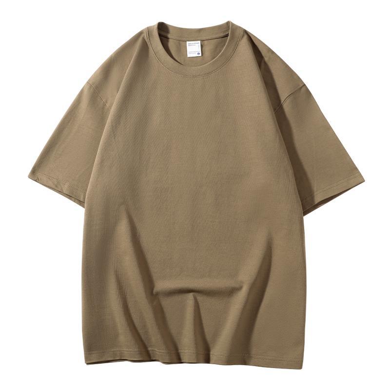 Sports Shirt 600G Pure Cotton Short-sleeve T-shirt for Men Loose-fitting Base Shirt with Small Neckline