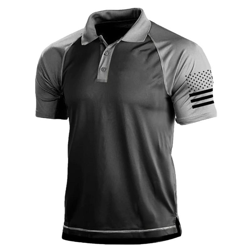 Sports Shirt Cross border mens short sleeved polo from Europe and America mens casual digital printed polo