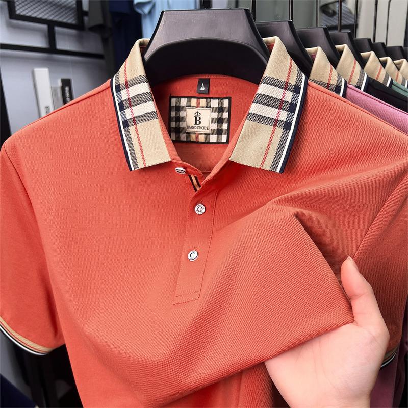 Sports Shirt Fashion brand luxury short sleeve polo shirt men summer quality silky cotton breathable business