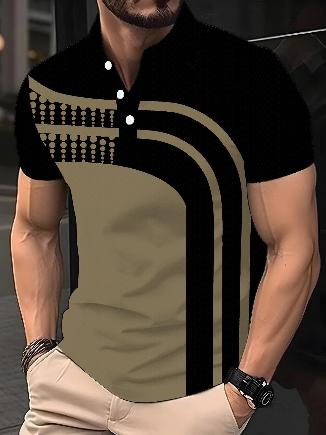 Sports Shirt 2026 Summer Mens Polo Shirt with Stripes Print Breathable Lightweight Casual Fashionable Outdoor