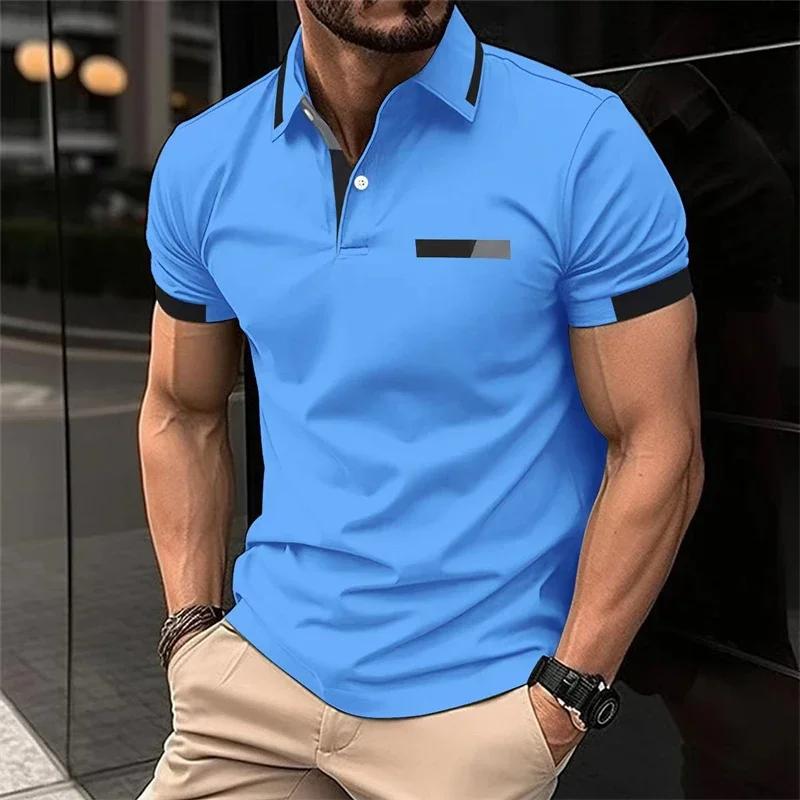 Sports Shirt Mens Fitness Casual Sports T-shirt Gym Running Sports Elastic Short-sleeved Polo Shirt Lapel Top