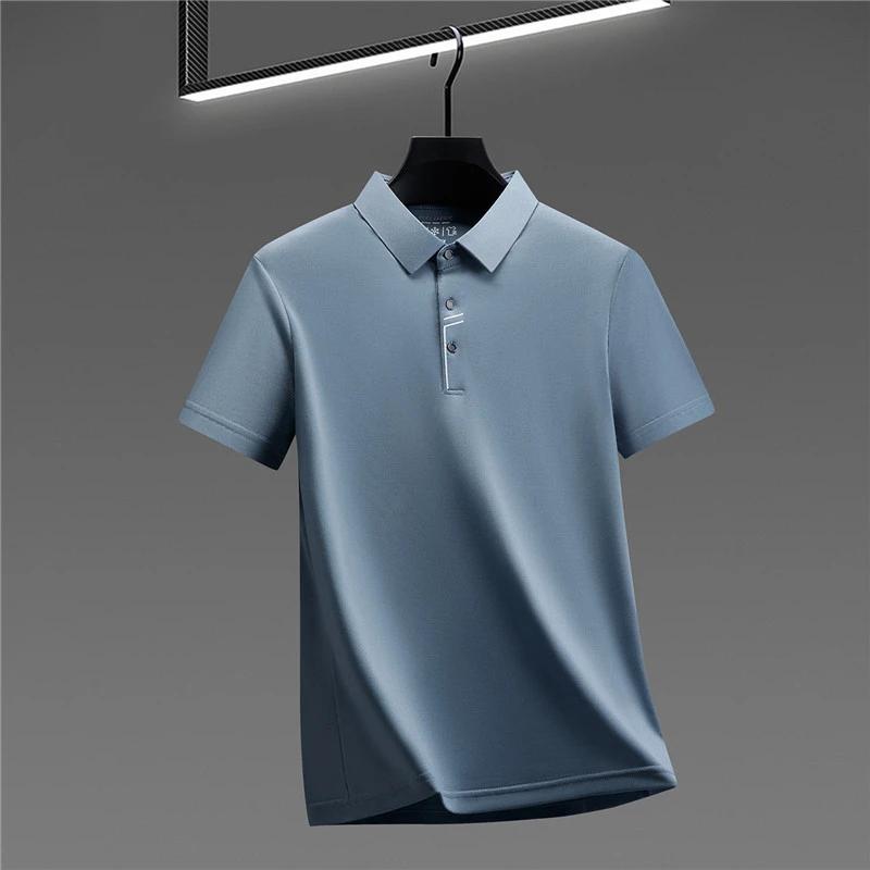 Sports Shirt 2026 New Mens Cool Fabric Polo Shirt Wrinkle Resistant Quick Dry Short Sleeve Top For Office And
