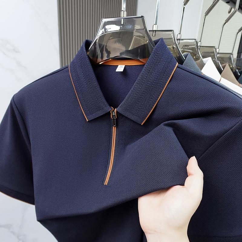 Sports Shirt 2026 summer fashion brand new mens short sleeved solid color polo shirt quick drying lightweight
