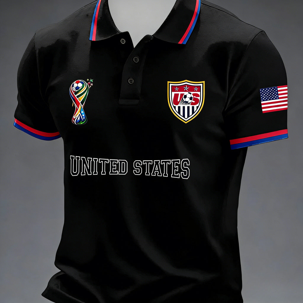 Sports Shirt 2026 Football Pattern Printed Polyester Fabric Machine Washable Breathable Regular Fit Suitable for