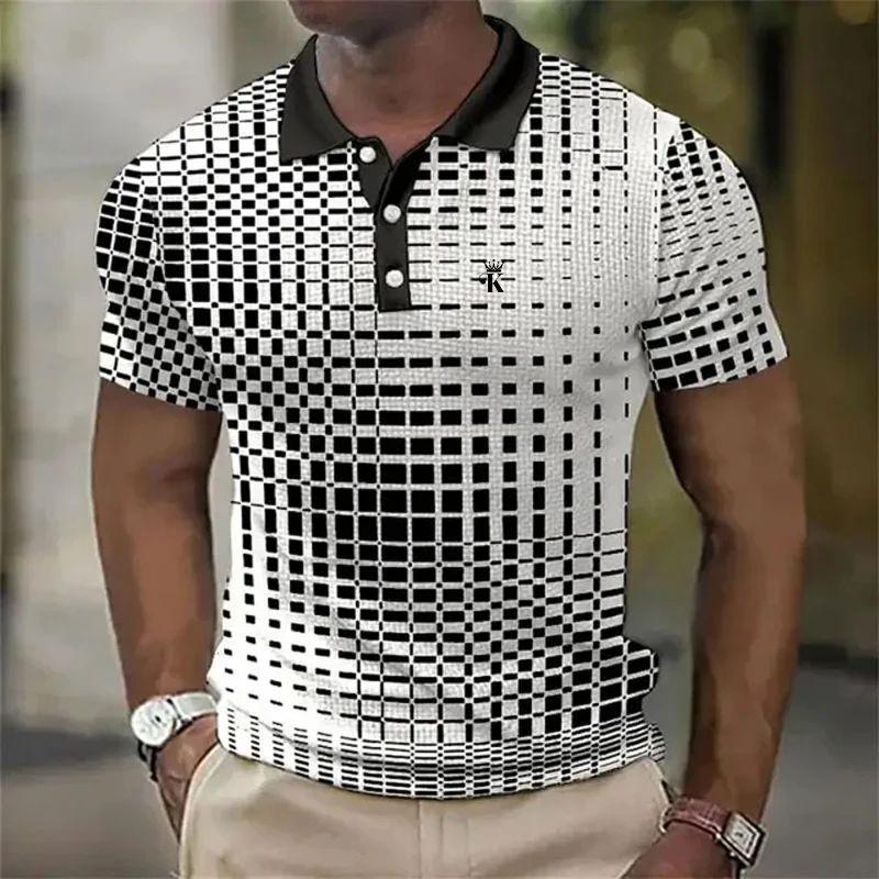 Sports Shirt 2026 Mens Polo Shirt Golf Shirt Work Casual Lapel Polo Collar Short Sleeve Basic Color Block Button