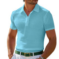 Sports Shirt 2026 Summer POLO Shirt Button Waffle Mens T-Shirt Sports Polo Shirt
