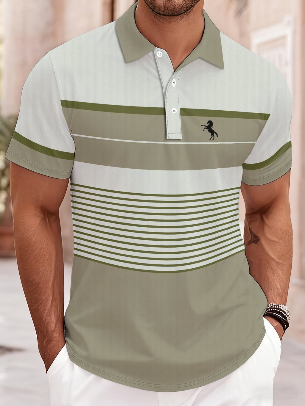 Sports Shirt 2026 Summer Mens Polo Shirt with Stripes Print Breathable Lightweight Comfortable Casual and