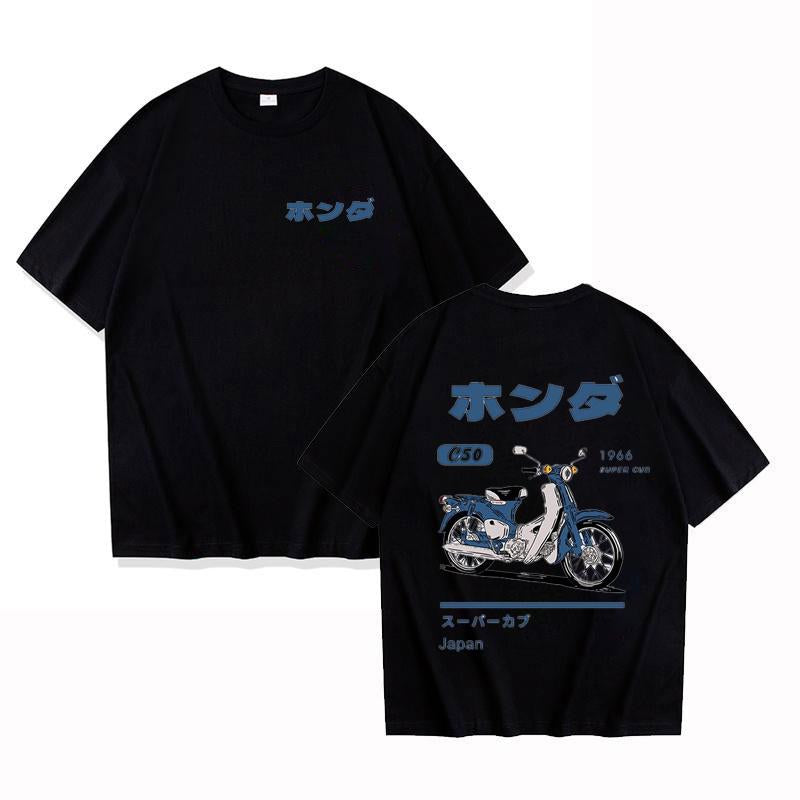 Sports Shirt Fashion Loose T-Shirt Retro Summer Cartoon Anime Car Print Unisex Short Sleeve Round Neck Couples