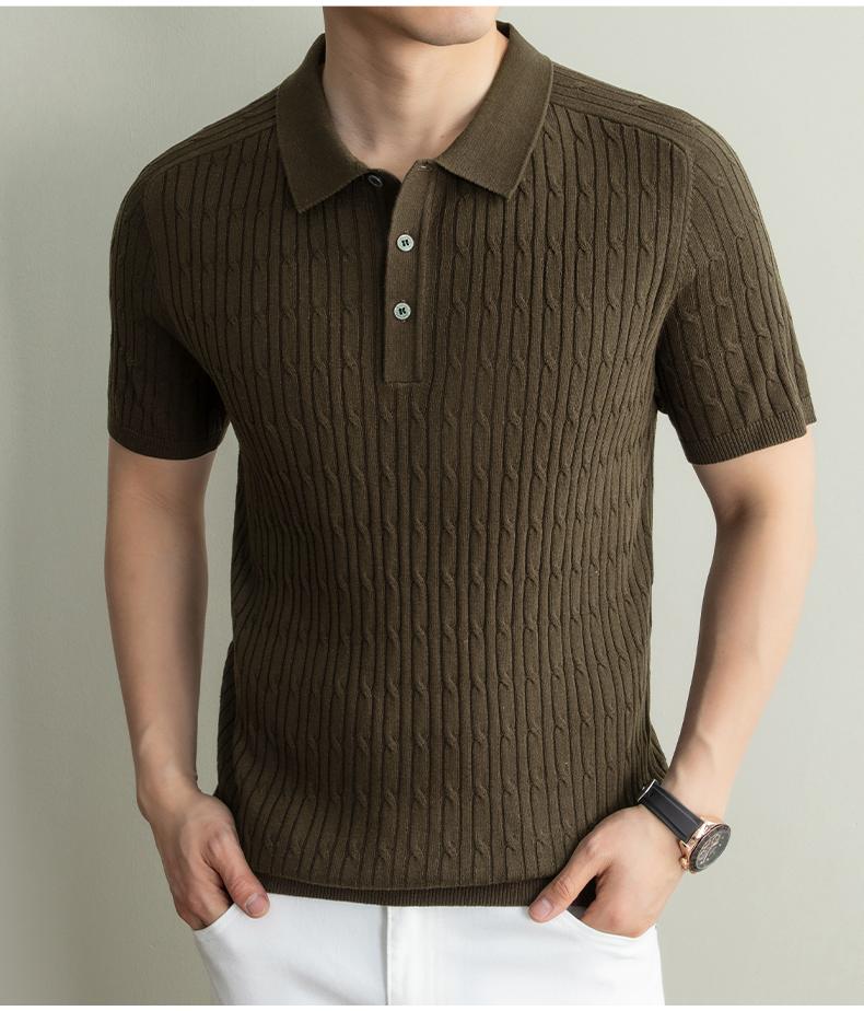 Sports Shirt Flip Collar Short Sleeved T-shirt Mens Knitted New Item 2026 Spring Middle-aged Polo Shirt Business