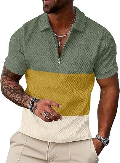 Sports Shirt Summer Comfortable Solid Color Mens Zipper Design Short-sleeved Polo Shirt Polyester Fiber