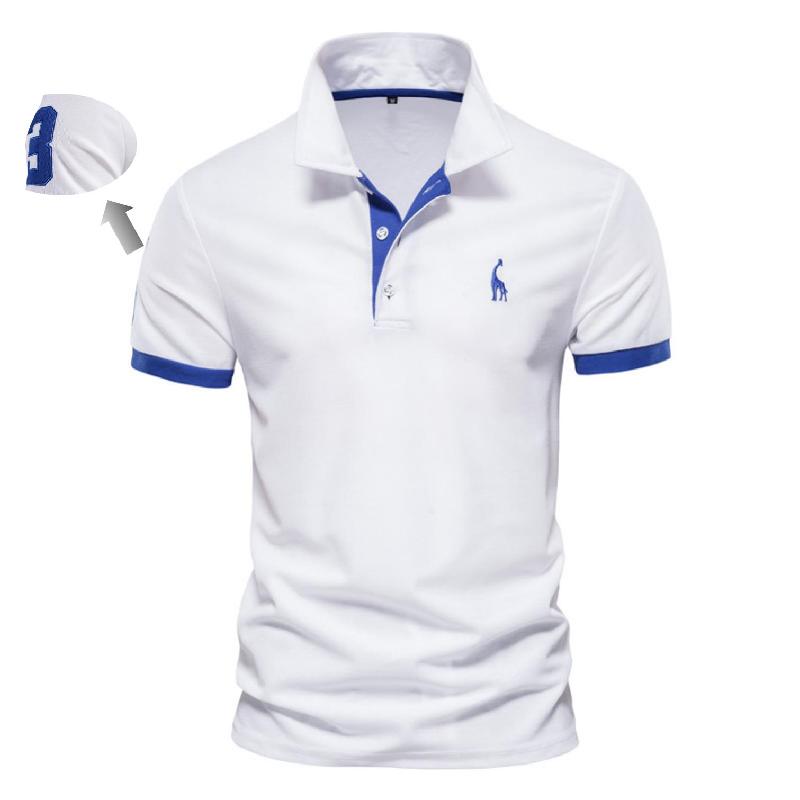 Sports Shirt AIOPESON Cotton Mens Polos Giraffe Embroidery Short Sleeve Polo Shirts for Men High Quality Brand